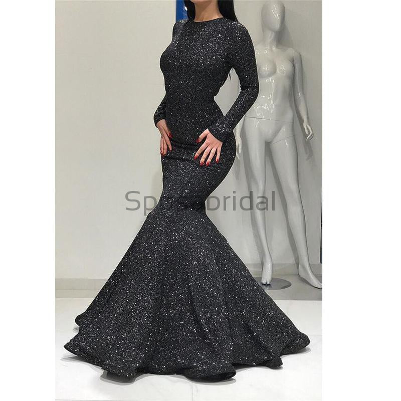 Style FSWD8035 Faeriesty Size L Prom Long Sleeve Sequined Black Mermaid  Dress on Queenly